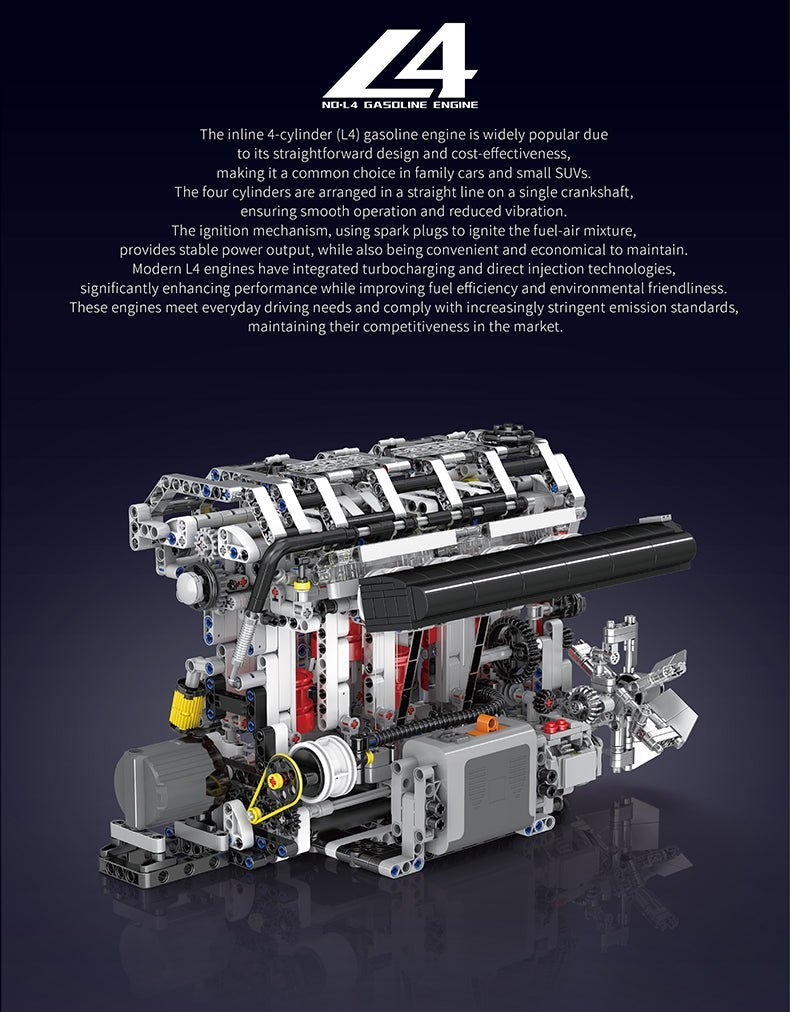 Functional Inline 4 - Cylinder L4 Gasoline | 1787pcs - Power Brickz