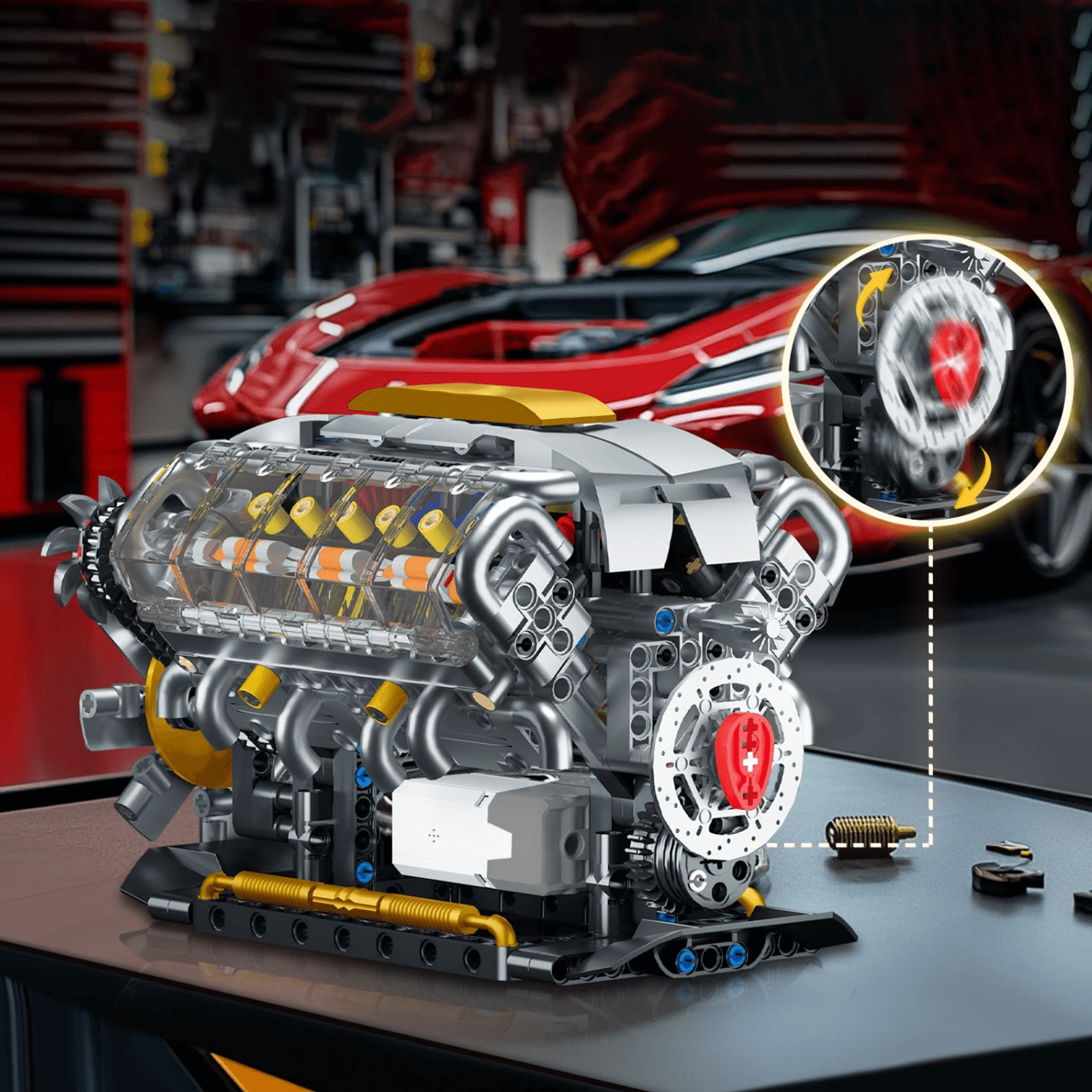 Functional V8 Engine Model | 691pcs - Power Brickz