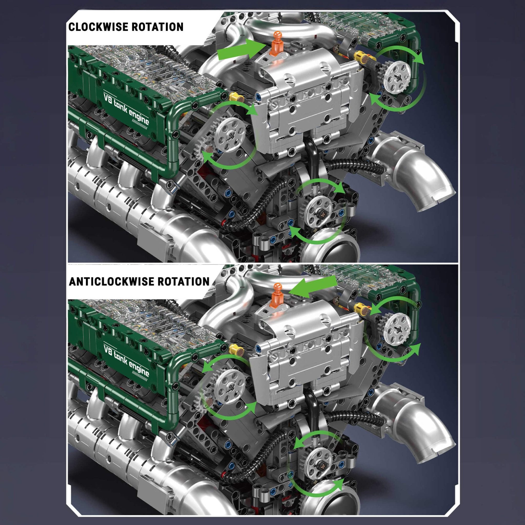 Functional V8 Tank Engine | 2250pcs - Power Brickz