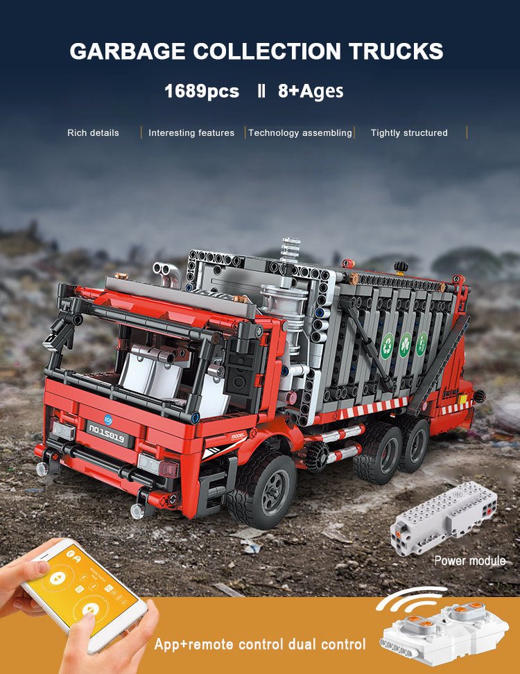 Urban Garbage Collection Truck - Building Blocks Set | Power Brickz