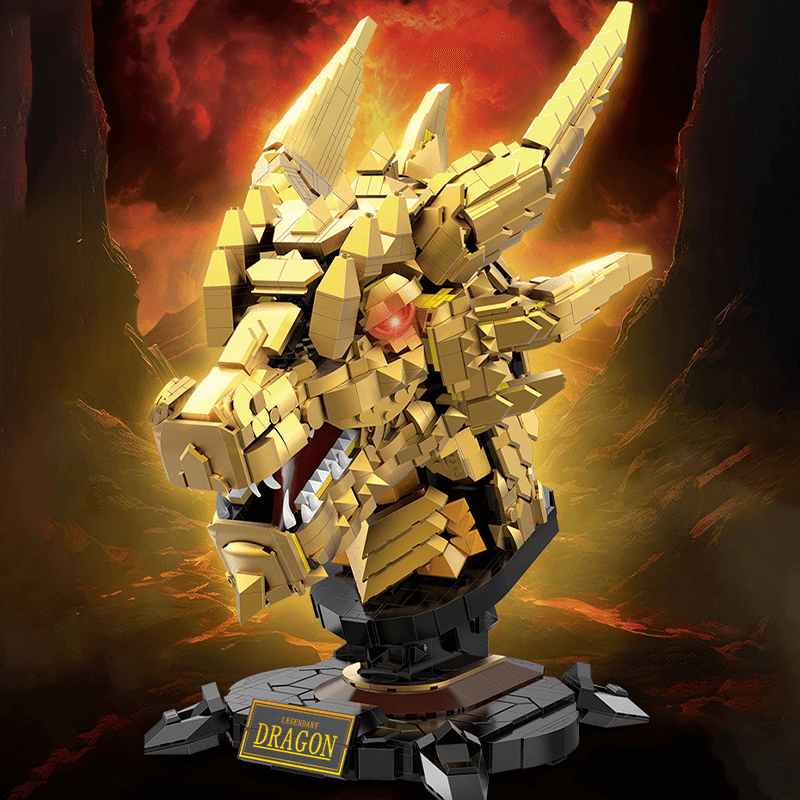 Gold Edition Dragon Head - Building Set | Power Brickz