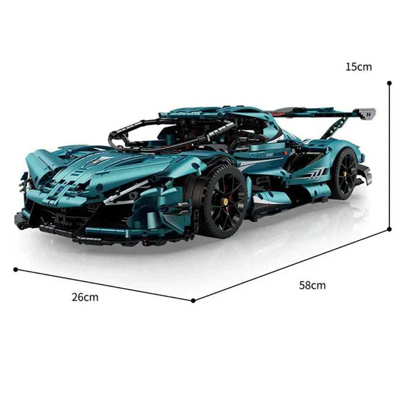Blue Track-Only Hypercar - Building Blocks Set | Power Brickz