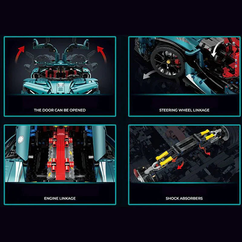 Blue Track-Only Hypercar - Building Blocks Set | Power Brickz