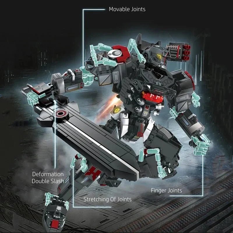 Heavy Duty Mecha Robot MU2 White Shark Bricks Toy | 802pcs - Power Brickz