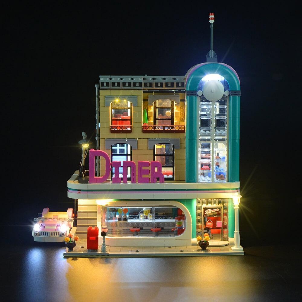 Downtown Diner 10260 LED Light Kit – Building Block Lighting | Power Brickz™