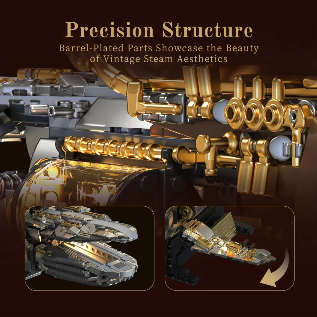 Vintage Steam Whale Ship building blocks dimensions 55 x 24.6 x 43.3 cm – 1979-piece steampunk sailing ship whale hybrid – Power Brickz