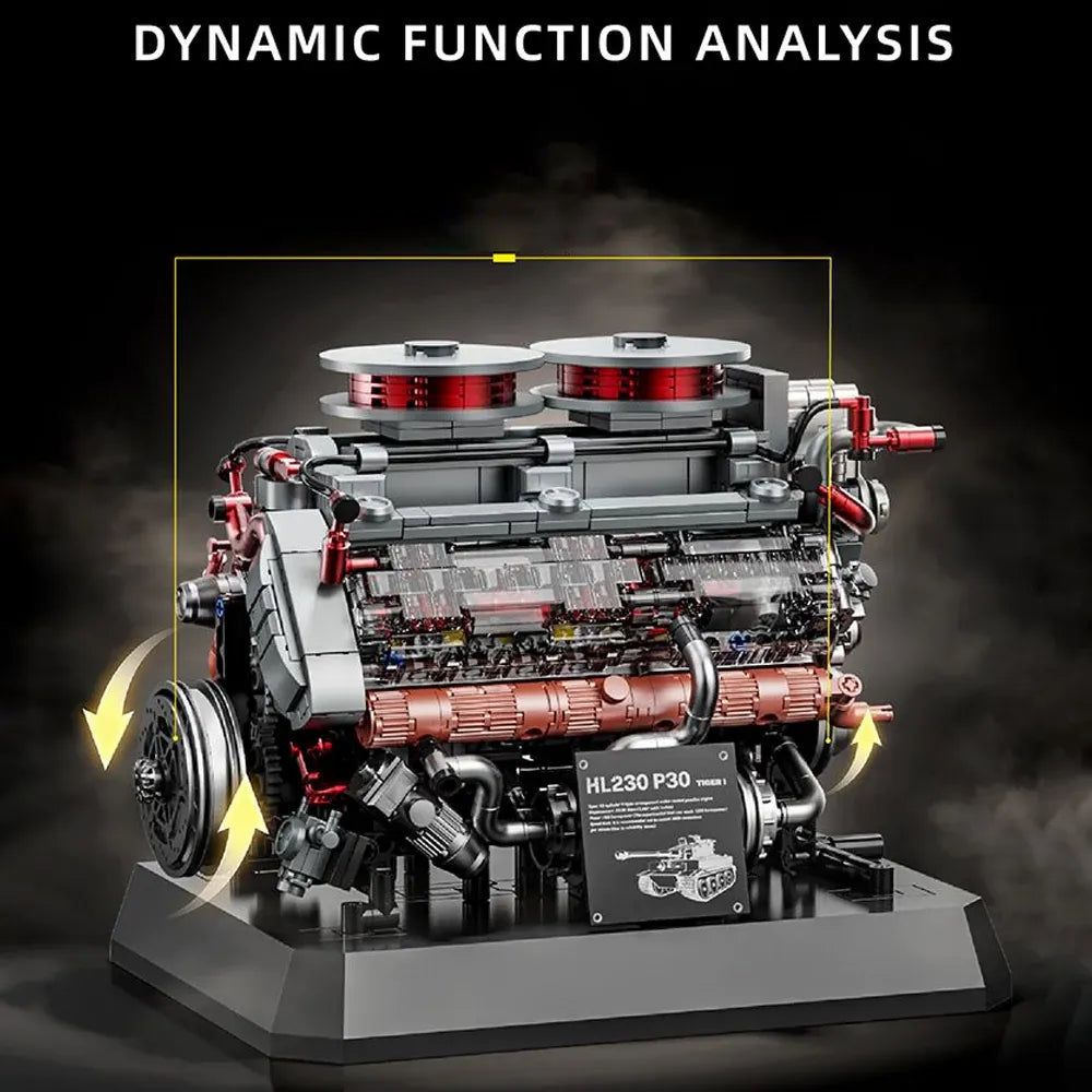 German Tiger V8 Tank Engine - Building Blocks Set | Power Brickz