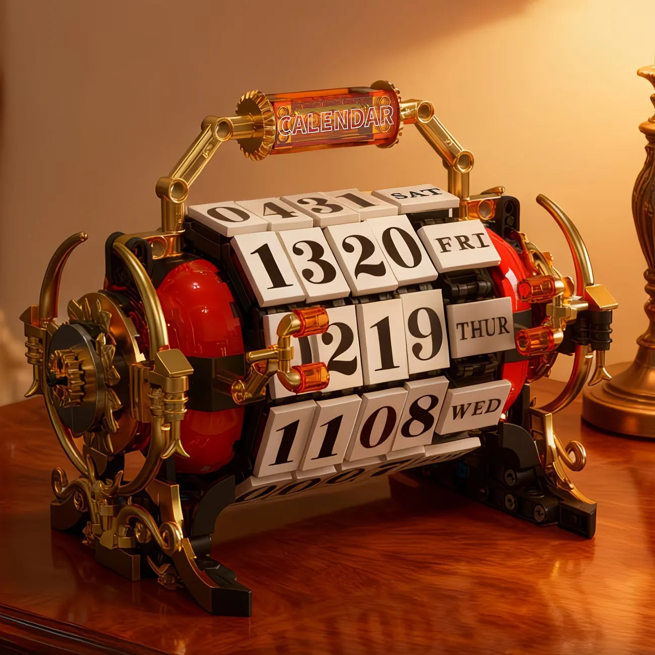 Vintage Motorized Mechanical Calendar made from Building Blocks Kit
