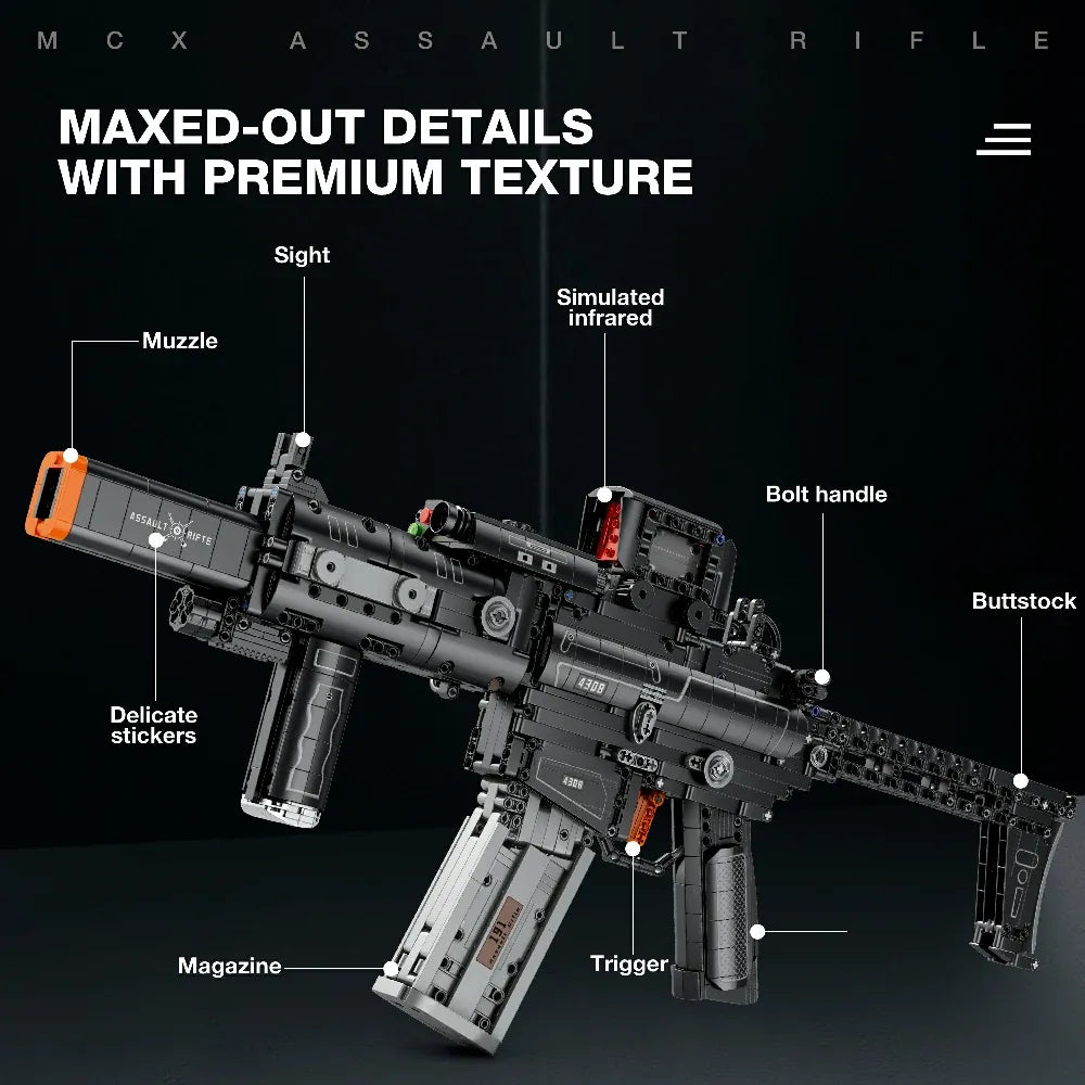 MCX Assault Rifle Military - Building Blocks Set | Power Brickz