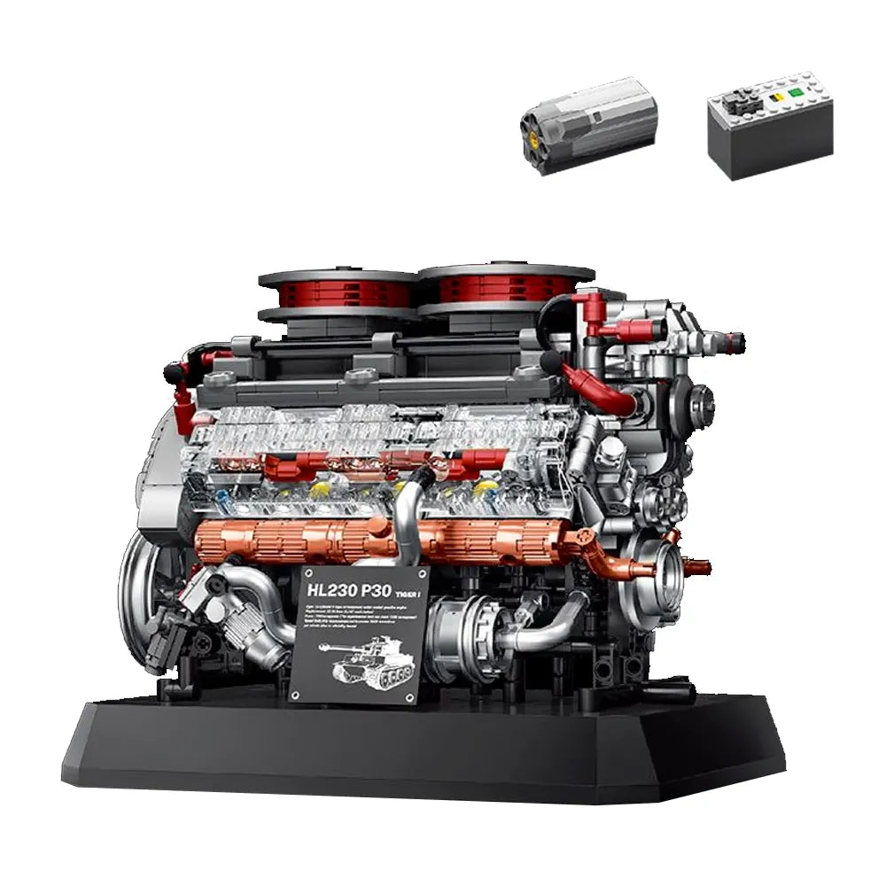 German Tiger V8 Tank Engine - Building Blocks Set | Power Brickz