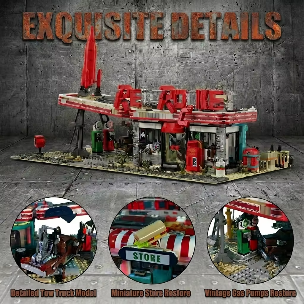 Red Rocket Abandoned Gas Station Fallout made from Building Blocks Kit