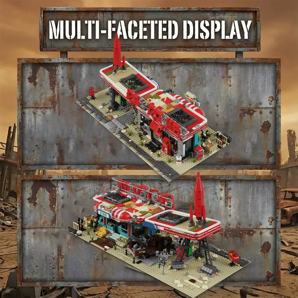 Red Rocket Abandoned Gas Station Fallout made from Building Blocks Kit