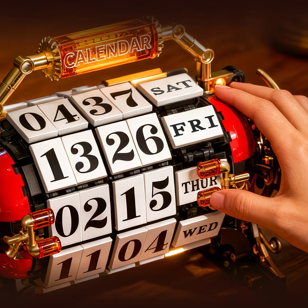 Vintage Motorized Mechanical Calendar made from Building Blocks Kit