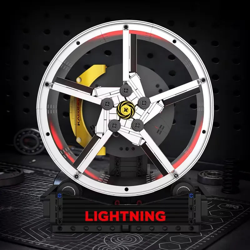 Italian Supercar Wheel Display made from Building Blocks Kit