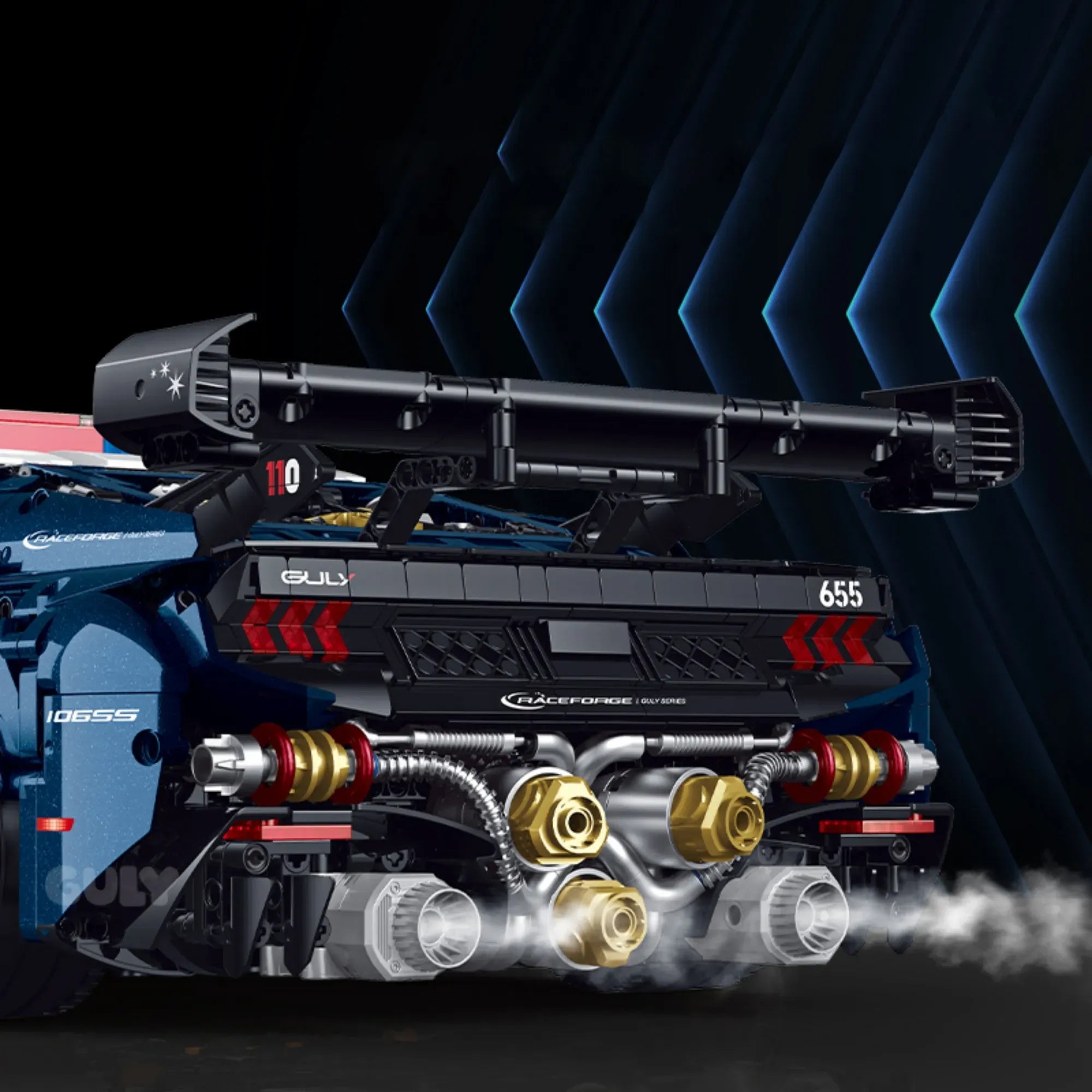 Turbocharged Mustang Police Car building blocks set 3975 pieces – 60 cm 1:8 scale wide-body police interceptor with LED light bar and push bumper – Power Brickz