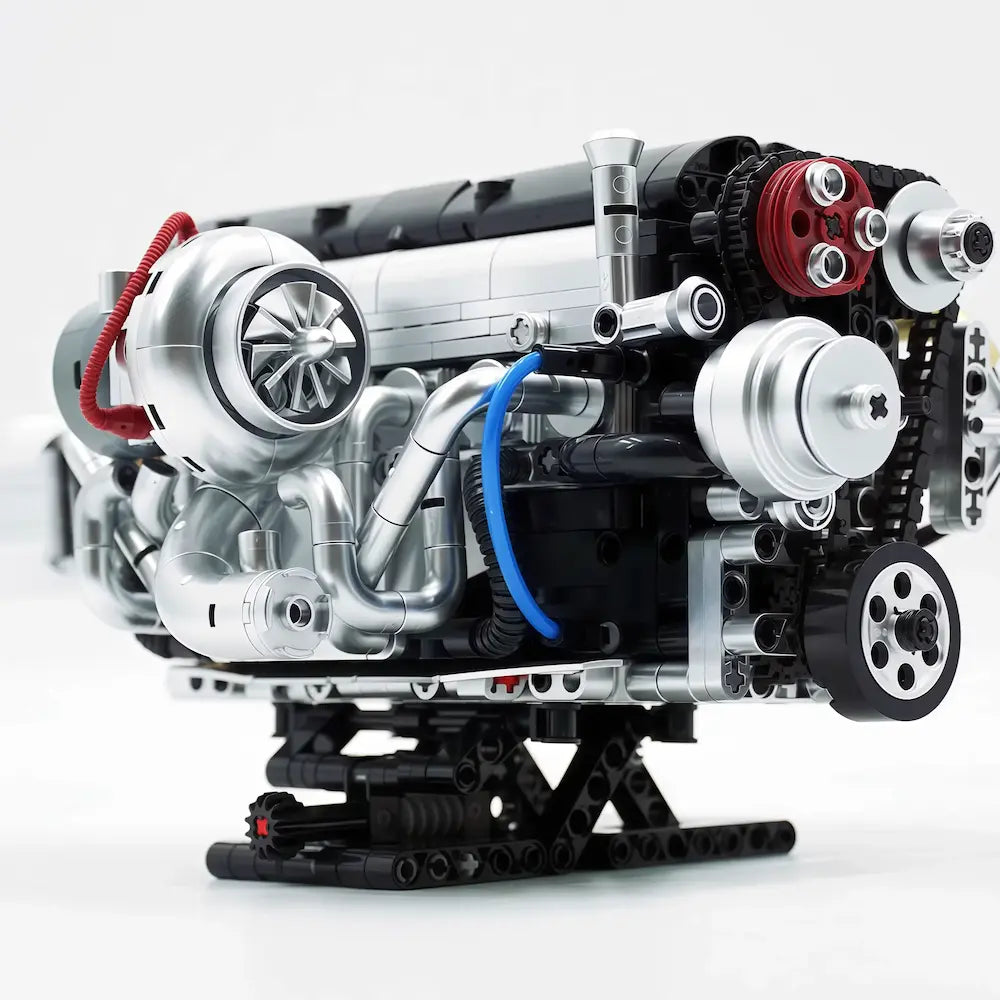 JDM 2JZ-GTE Engine – brick-built display model made from building blocks