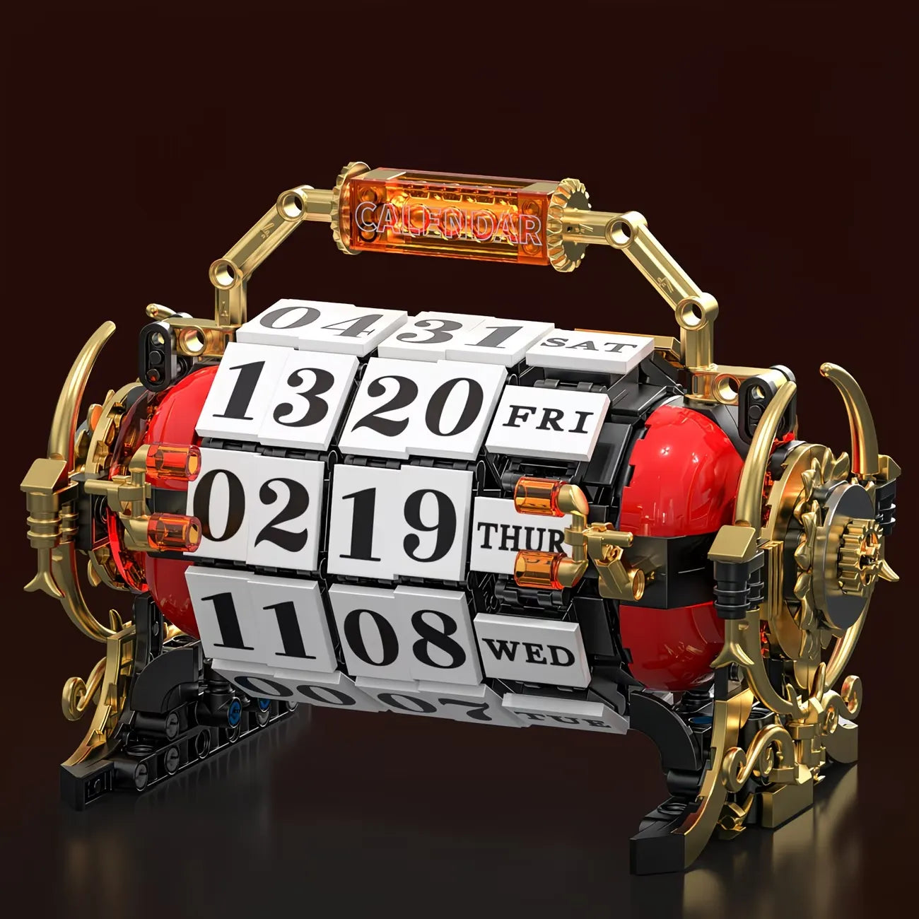 Vintage Motorized Mechanical Calendar made from Building Blocks Kit