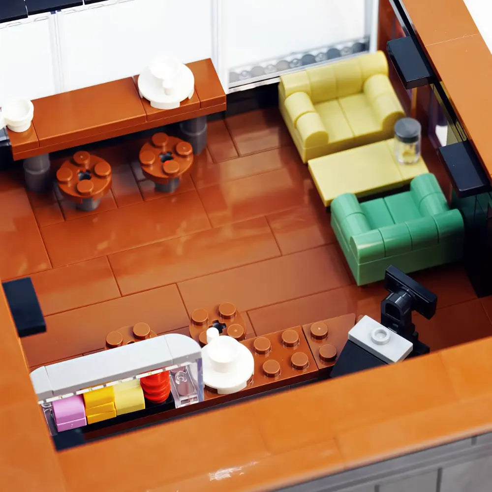 The Coffee Car Repair Club brick-built display model made from building blocks