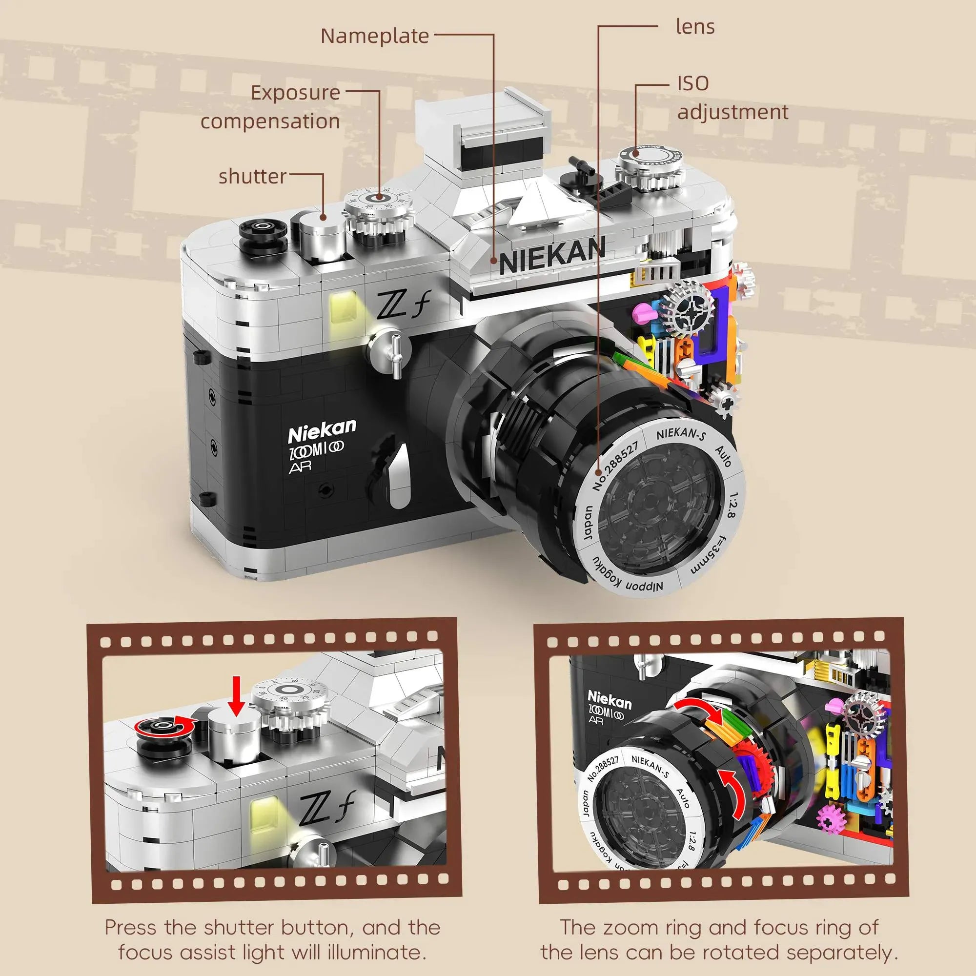 Retro 35mm Film Camera Building Blocks Set | 865 Pcs