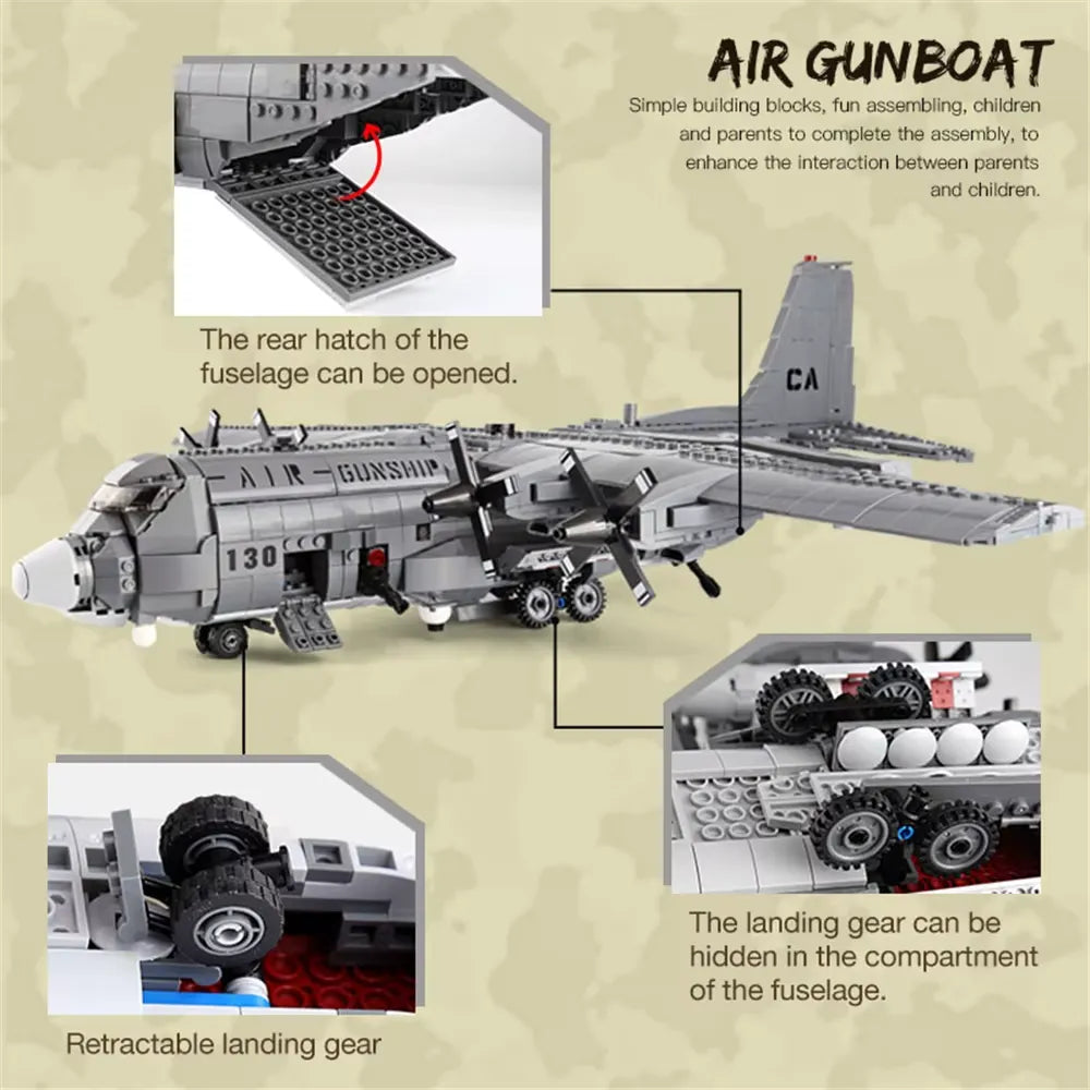 AC-130 Hercules Gunship Aircraft | 1713 Pcs 1:40 | Power Brickz