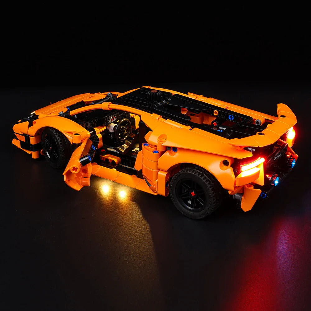 Lamborghini Huracàn Tecnica Orange 42196 LED Light Kit – Building Block Lighting | Power Brickz™