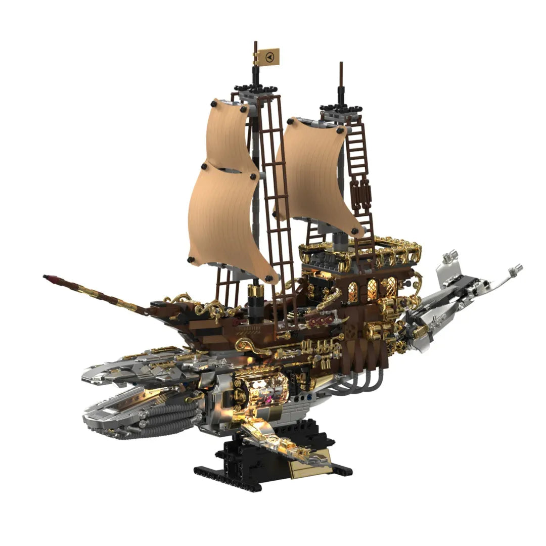 Vintage Steam Whale Ship building blocks dimensions 55 x 24.6 x 43.3 cm – 1979-piece steampunk sailing ship whale hybrid – Power Brickz