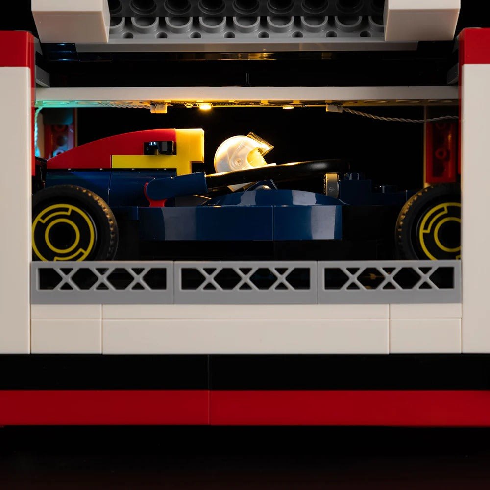 F1 Truck With RB20 & AMR24 F1 Cars 60445 LED Light Kit – Building Block Lighting | Power Brickz™