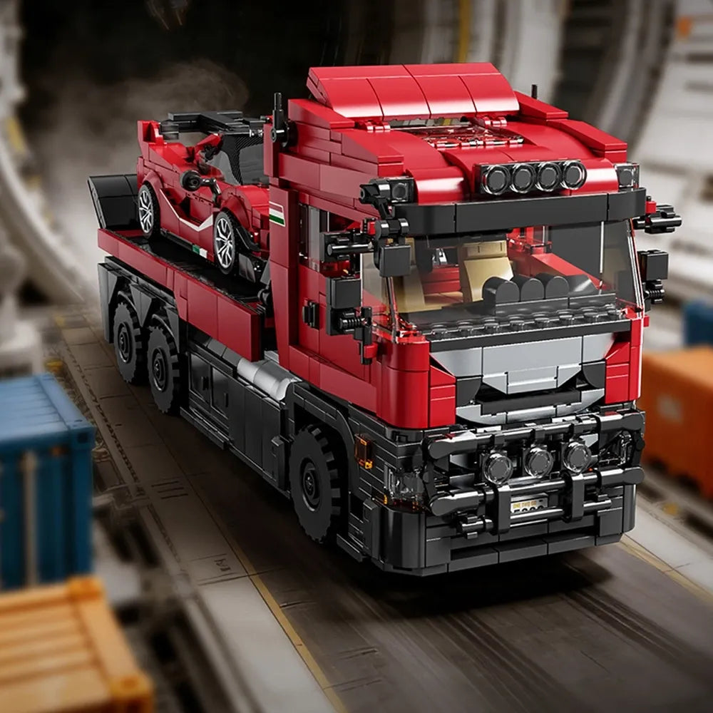 Italian Supercar Trailer Set made from Building Blocks Kit