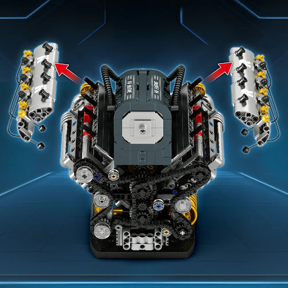 V6 Hybrid Technic Engine made from Building Blocks Kit