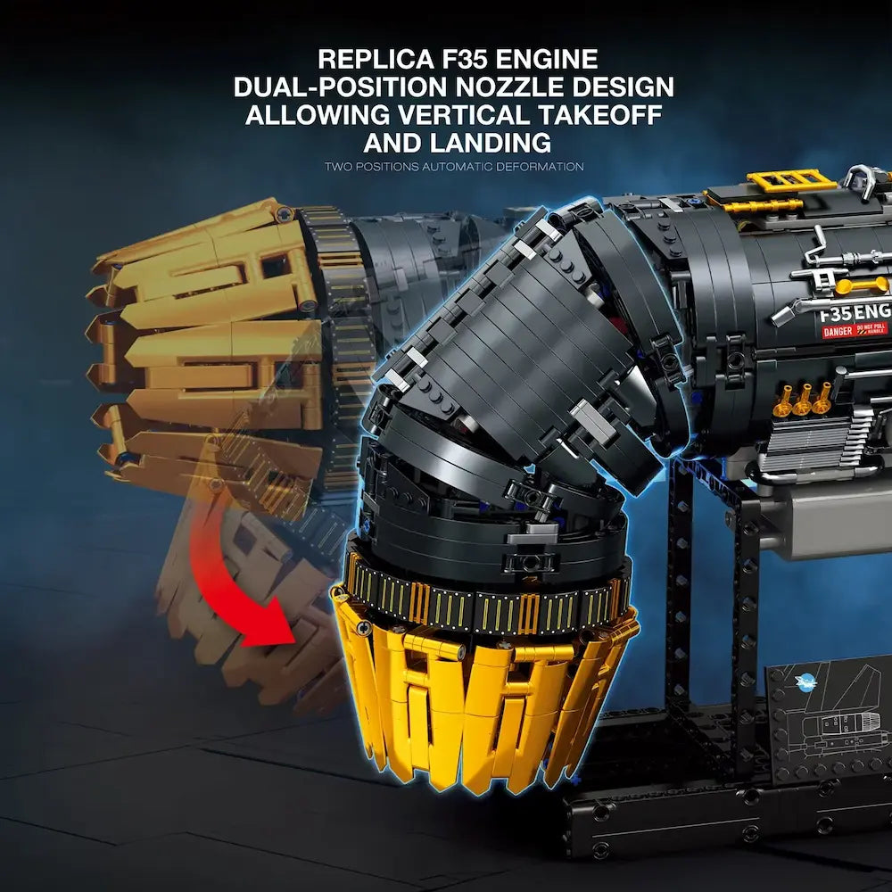 Motorised F35 Turbine Engine – brick-built display model made from building blocks
