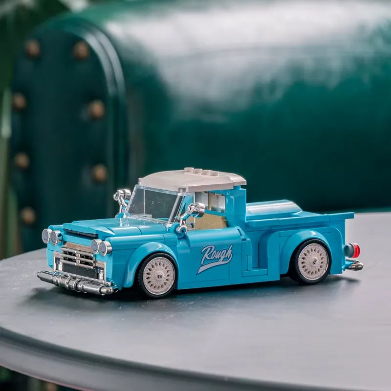 Steel Blue Pickup – brick-built display model made from building blocks