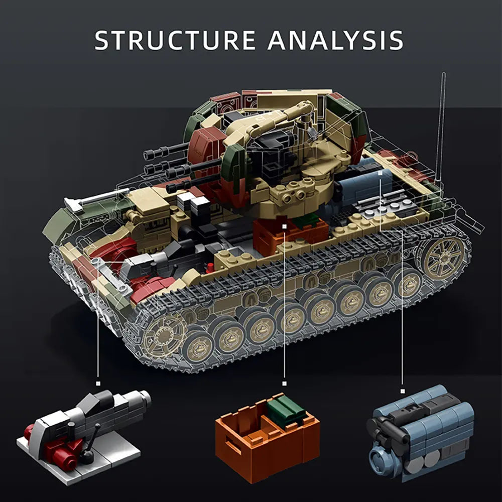 Wirbelwind Flakpanzer IV Tank made from Building Blocks Kit
