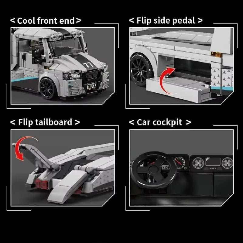 Tow Truck With Trailer made from Building Blocks Kit