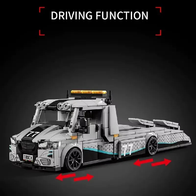 Tow Truck With Trailer made from Building Blocks Kit