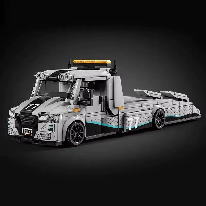 Tow Truck With Trailer made from Building Blocks Kit