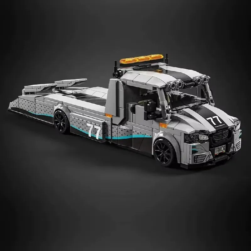 Tow Truck With Trailer made from Building Blocks Kit