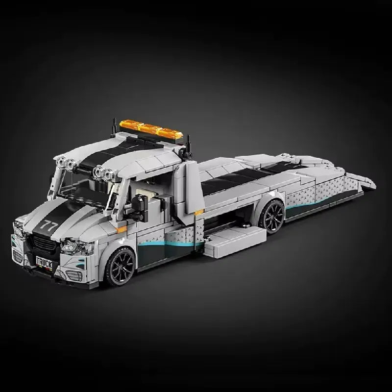 Tow Truck With Trailer made from Building Blocks Kit