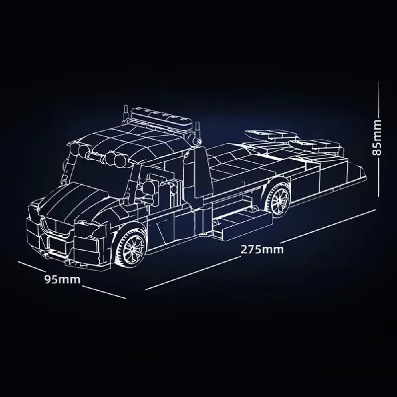 Tow Truck With Trailer made from Building Blocks Kit