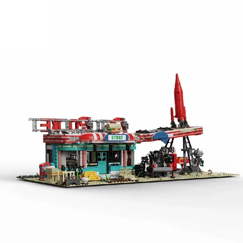 Red Rocket Abandoned Gas Station Fallout made from Building Blocks Kit