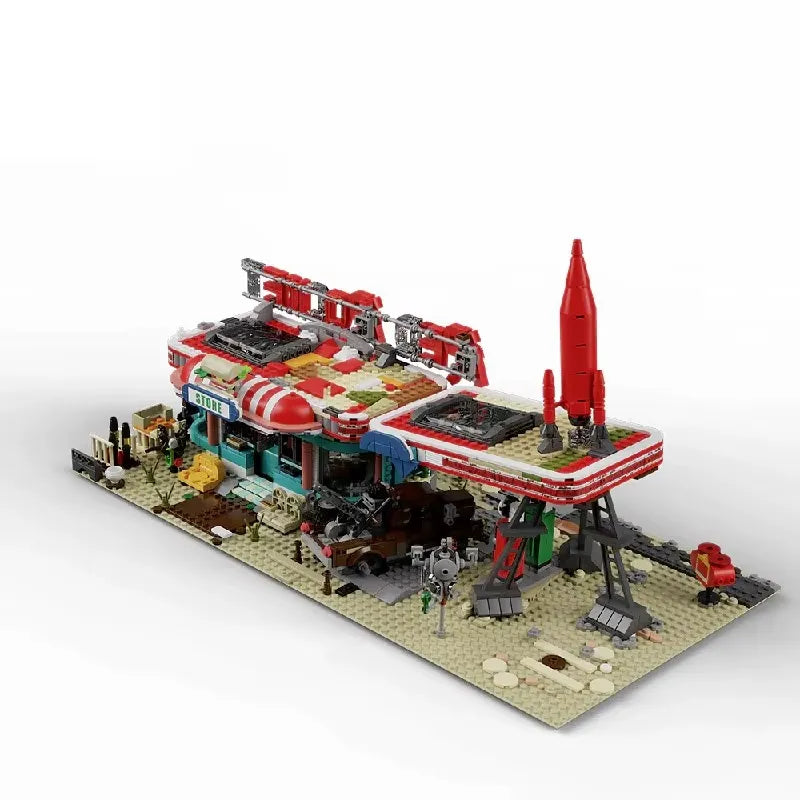 Red Rocket Abandoned Gas Station Fallout made from Building Blocks Kit