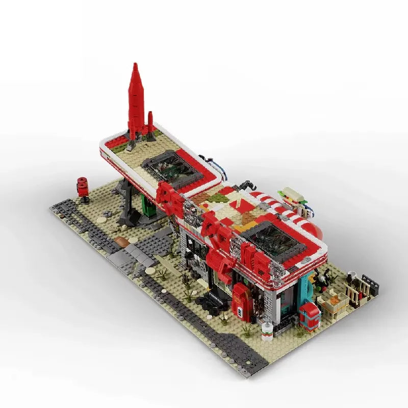 Red Rocket Abandoned Gas Station Fallout made from Building Blocks Kit