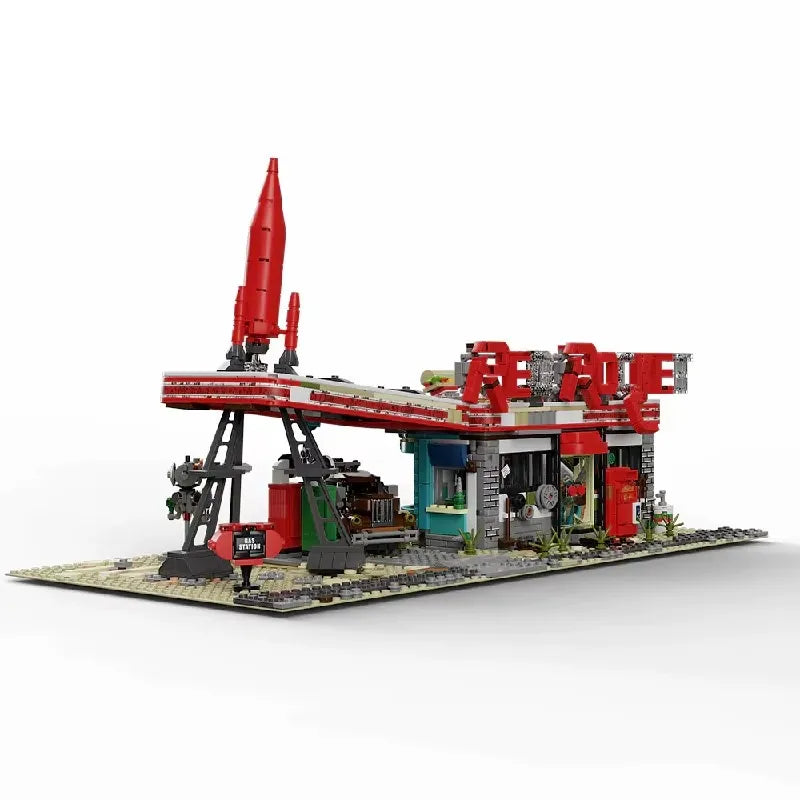 Red Rocket Abandoned Gas Station Fallout made from Building Blocks Kit