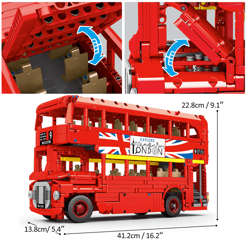 London Double-Deck Bus - Building Set | Power Brickz
