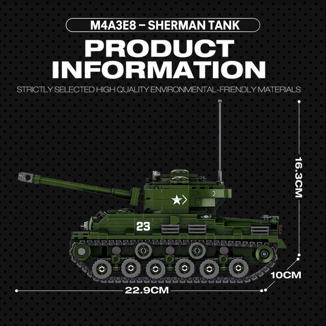 M4A3E8 Tank - Building Set | Power Brickz