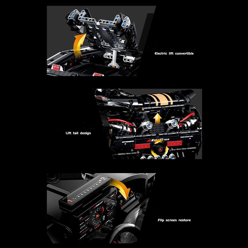 Black V8s Spider Supercar - Building Blocks Set | Power Brickz