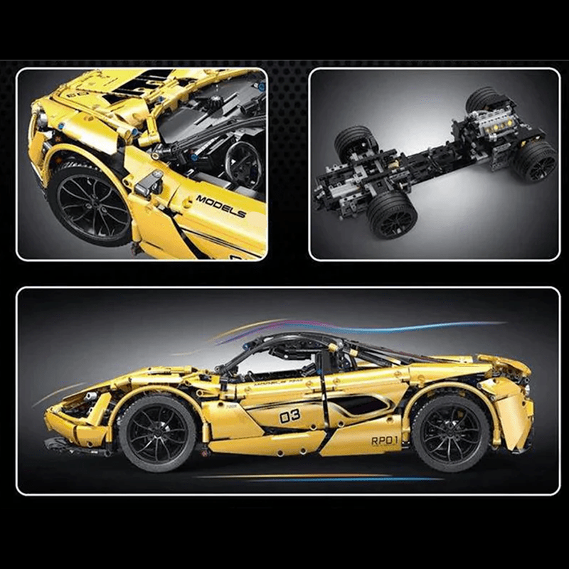 Twin-TurboSupercar Yellow - Building Blocks Set | Power Brickz