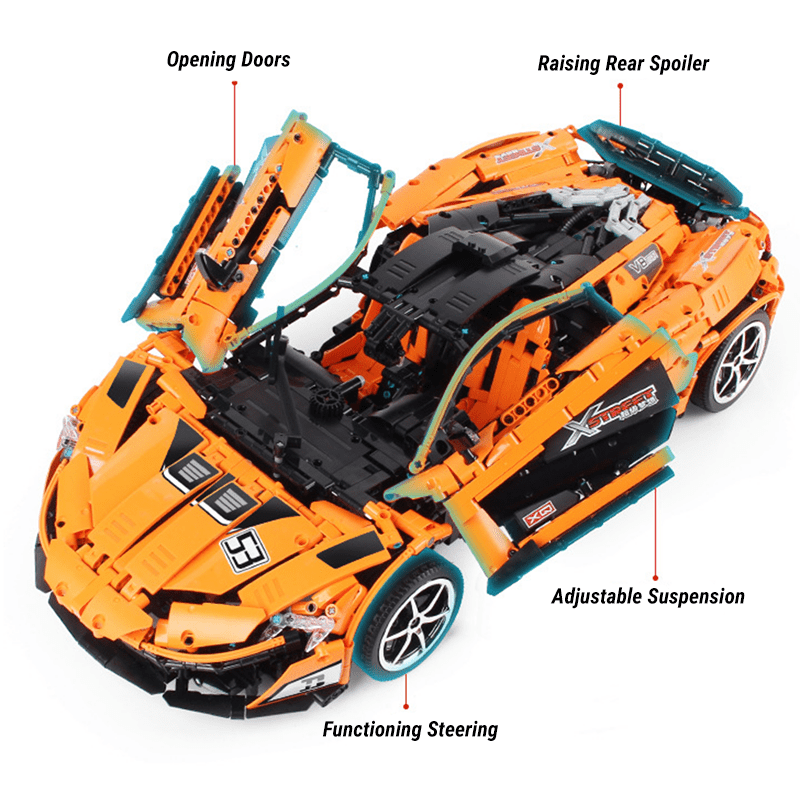 Orange Hybrid Hypercar P1 - Building Blocks Set | Power Brickz