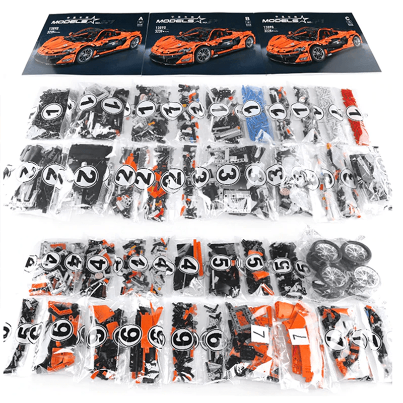 Orange Hybrid Hypercar P1 - Building Blocks Set | Power Brickz