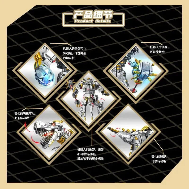 Mecha Iron Grimlock Dinosaur Transformers Bricks Toy | 1376pcs - Power Brickz