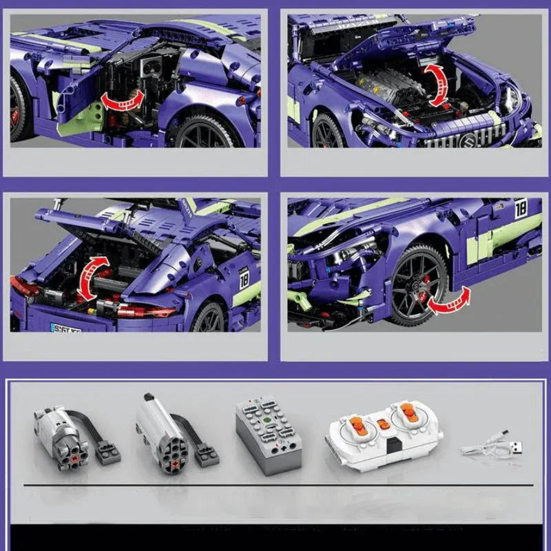 Track-Bred GTR Purple Coupe - Building Blocks Set | Power Brickz